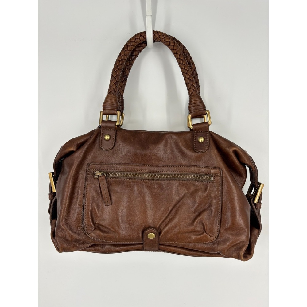 Vintage Talbots Handbag Brown Leather Braided Double Handle Bag